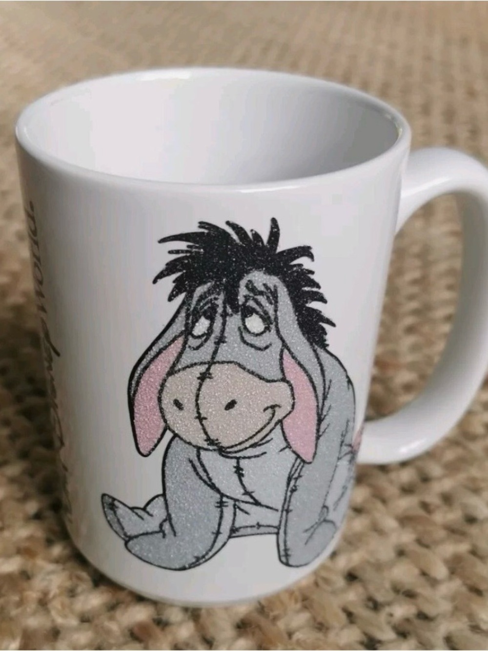 Walt Disney World Parks Store - Grumpy EEYORE - LARGE Glitter White Mug